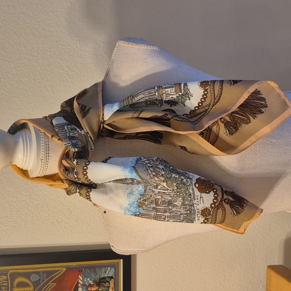 Patricia Paris Brown & Peach Square Scarf Souvenir De Paris